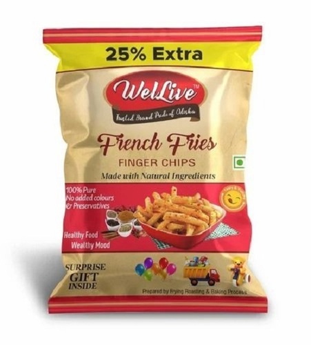 Wellive Salty French Fries - 100% Potato, 6 mm Cut Size | Crunchy Texture, No Preservatives Added, 15 g Bag, 12 Months Shelf Life