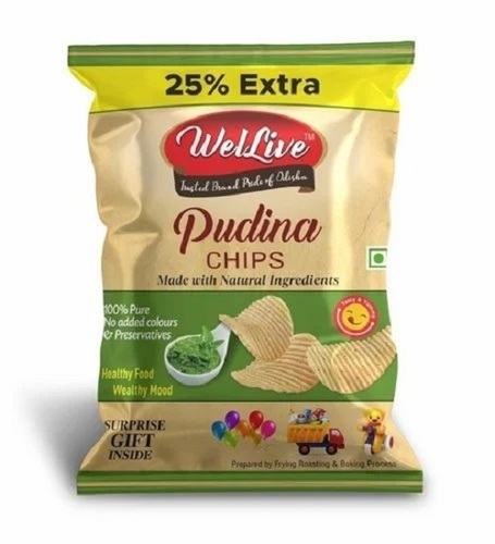 Wellive Pudina Potato Chips - 15g Fried Snack, Crunchy Texture, Salted Flavor | 100% Pure Ingredients, 12 Months Shelf Life