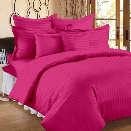 Hotel Bed Sheet - Premium Quality Cotton, Customized Size, Multicolor Stripe Design, Breathable Feature 