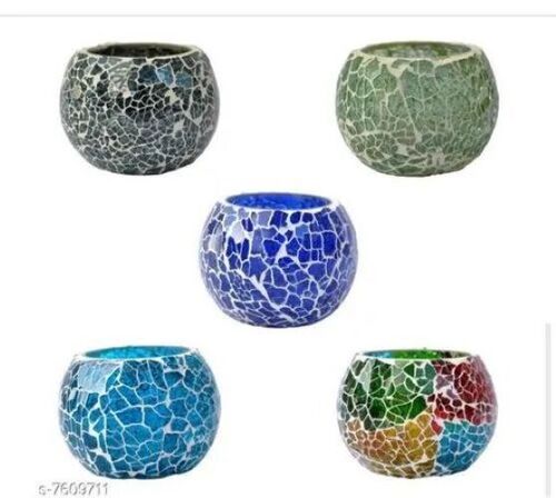 Mosaic Glass Candle Holder Set