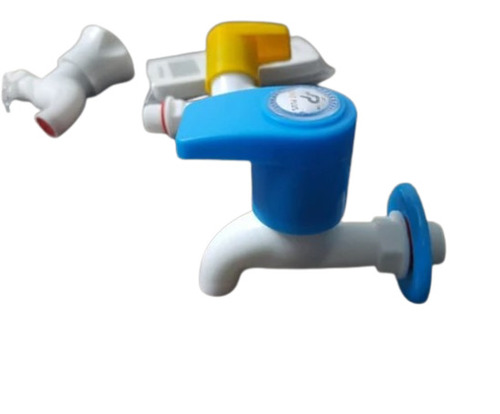 Plastic Water Tap - Pvc Material, 15mm Size, White Color, Round Design | Multi Color Options Available, Ideal For Bathroom Fitting