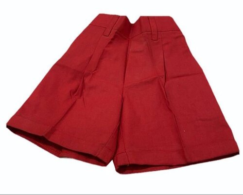 Cotton Red School Uniform Shorts - Customized Size, Bright Red Color | Comfortable Elastic Waistband, Breathable Material, Durable Stitching, No Fade, Washable