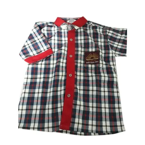 Cotton Striped Half Sleeve Shirt - Customized Size, Breathable Fabric for Boys | Durable, No Fade, Washable Design