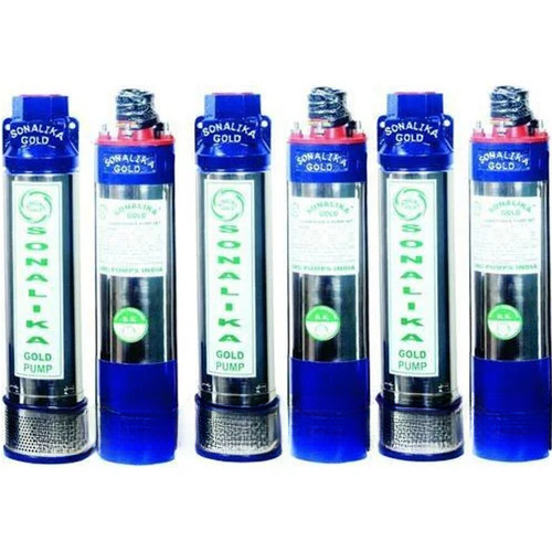 Sonika Gold Submersible Pump - Multi Stage, 2 HP Power, 60 LPM Discharge | Blue & Silver Mild Steel, Single Phase 50 m Head