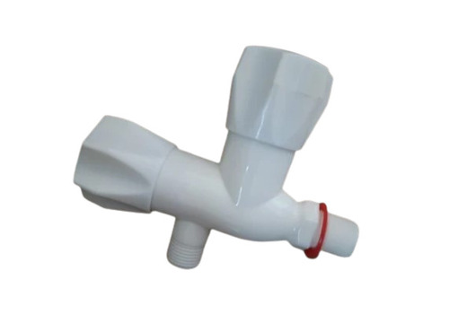 Two Way Angle Cock - PVC Material, Corrosion and Rust Proof, Round Shape, Available in All Sizes, White Color