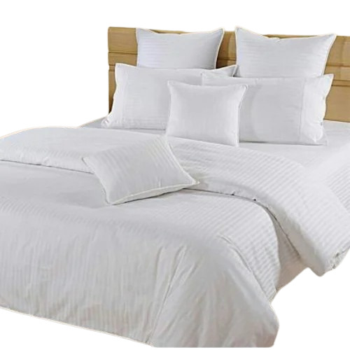 White Satin Stripe Bed Sheet - Premium Quality, Fade-Resistant, Machine Washable | Elegant White Design, Plain Pattern