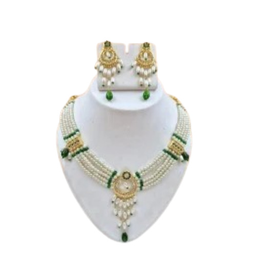 Artificial Rajputi Artificia Necklace Chick Set - Brass, Free Size, Golden Color | Women's Fashion & Costume Jewelry, Beaded Necklace for Weddings