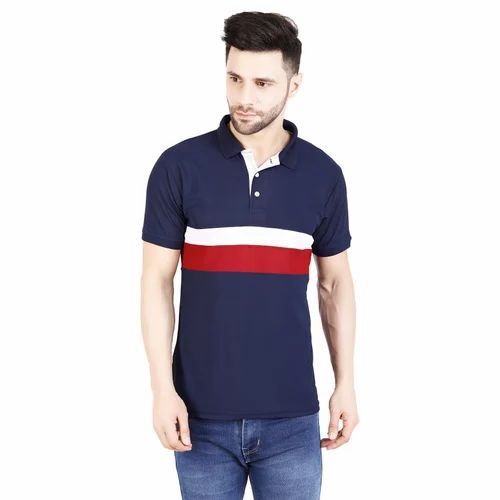 Blue Polo T-Shirt - 100% Polyester, Regular Fit, Light Weight and Breathable | Very Good Quality, Washable, Plain Design with Short Sleeves