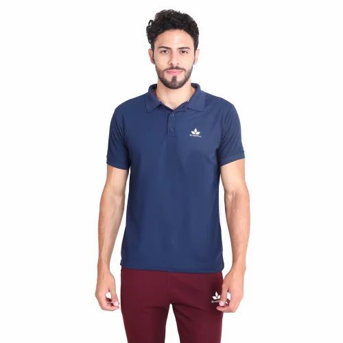 Navy Blue Polo T-Shirt - 220 GSM, Slim Fit, Light Weight and Breathable, 100% Pure Polyester, Short Sleeves, Available in S, M, L, XL