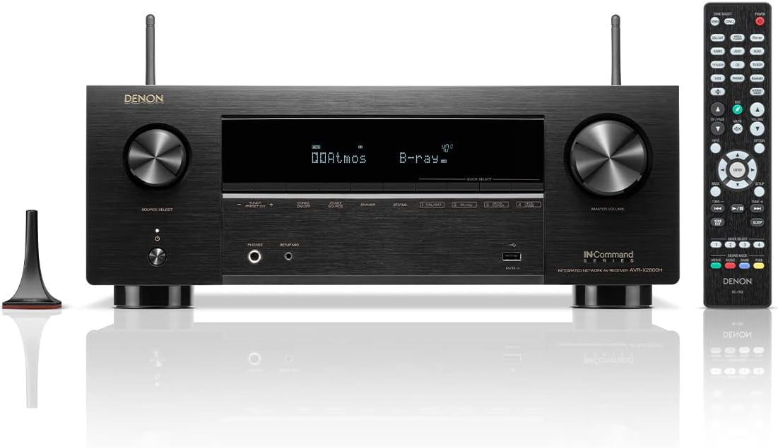 Denon AVR-X2800H 7.2 Ch Receiver - 8K UHD Home Theater AVR (95W X 7), Wireless Streaming via Built-in HEOS, Bluetooth & Wi-Fi, Dolby Atmos, DTS Neural:X & DTS:X Surround Sound 