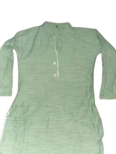 Ethnic Patterns Ladies Kurti - Cotton Plus Size Cream Color | Comfortable Fit Three-quarter Sleeves Side Slits Lightweight Design Easy Maintenance