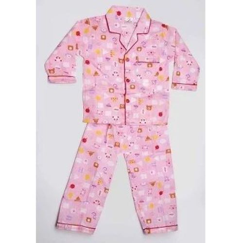 Kids Cotton Night Suit - Premium Quality Cotton, Available in S to XXL Sizes, Eye-Catching Pink Color, Elegant Design with Short Sleeves, Strong and Durable Stitching for a Snug Fit