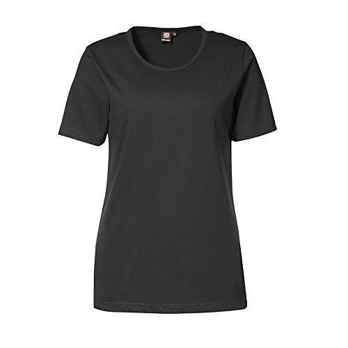 Ladies Premium Quality Cotton Black Round Neck T-Shirt - Slim Fit Lightweight Breathable Material Stretchable Fabric Short Sleeves Durable Stitching Versatile Style