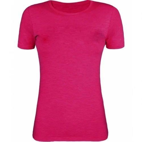 Ladies Round Neck T-Shirt - Premium Cotton, Lightweight Pink Fabric | Breathable, Slim Fit, Short Sleeves, Durable Stitching, Versatile Style