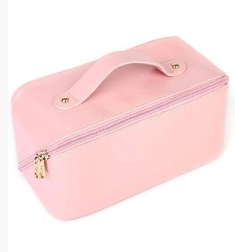 Light Pink Cosmetic Carry Leather Bag