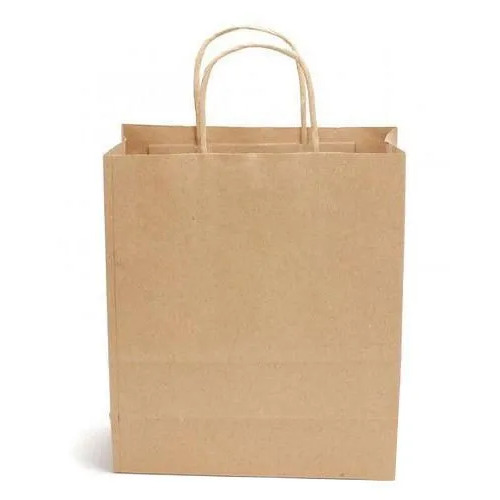 Loop Handle Paper Carry Bag - Kraft Paper, 500gm to 2 Kg Capacity, Brown Color, Flexiloop Handle, Plain Design, Biodegradable