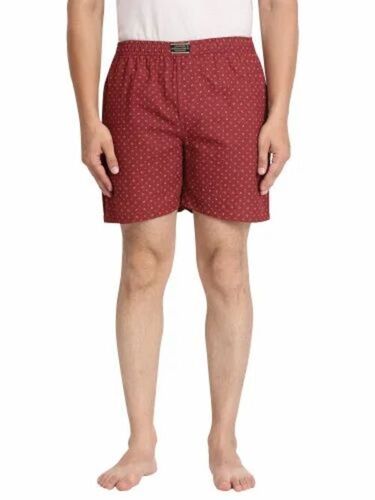 Mens Boxer Shorts - Cotton, Regular Fit, M to XXL | Lightweight, Breathable, Washable, 100% Pure, Printed Design in Red