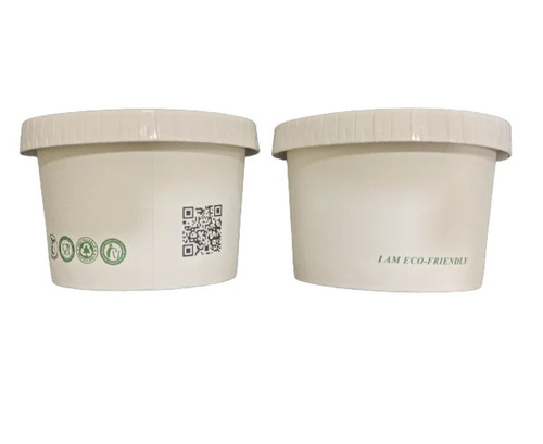 Paper Bowls - Paper, 150ml, White | Cold Resistant, Lightweight, Leak Resistant, Eco-Friendly, Biodegradable, Single Compartment, Printed Design