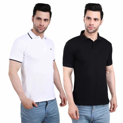 Polo T Shirt - 100% Cotton, 220 GSM | Light Weight, Breathable, Washable, Plain Pattern, Male Fit