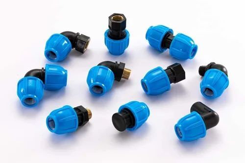PP Compression End Cap Fitting - PP Material, 20mmx2" Size, Black & Blue Color | Aluminum Features, LTZ Shape, AISI Standard, Bared Surface Treatment