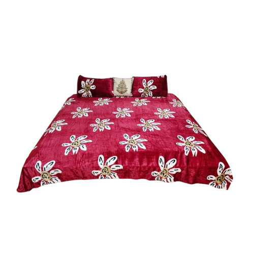 Printed Flannel Bed Sheet - 90 x 100 Inch, Multicolor, Flower and Checks Pattern | Shrink Resistant, Machine Washable, 1.4 kg Weight