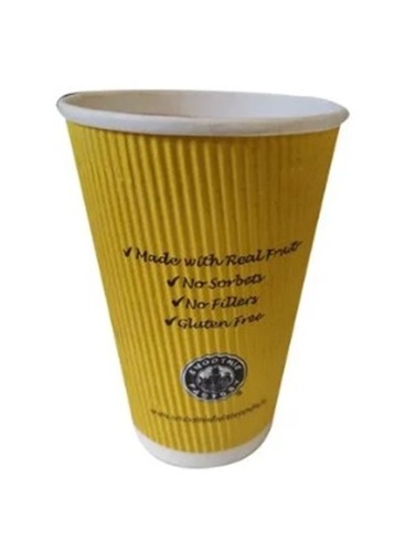 Printed Juice Paper Glass - Paper Material, 500ml Size, Yellow Color, 3mm Thickness, 200 GSM | Ideal for Beverage Serving, Eco-Friendly Design