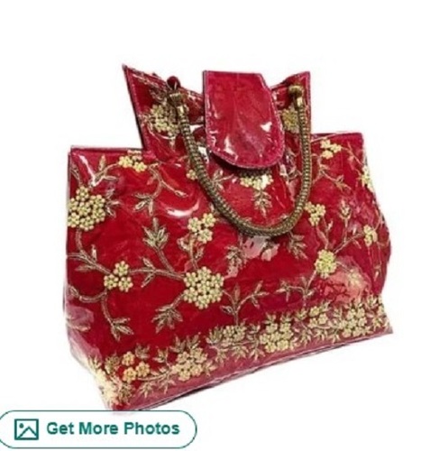 Red Embroidered Handbag