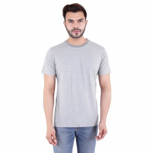 Round Neck T Shirt - 100% Cotton, 150 GSM | Light Weight, Breathable, Regular Fit, Short Sleeves, Plain Grey