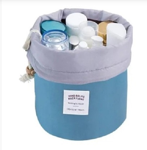 Sky Blue Polyester Cosmetic Bag