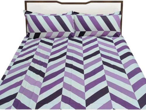 Vedictouch Cotton Flat Queen Bed Sheet - 100% Pure Cotton, Multicolor Print Design | Soft, Breathable, Eco-Friendly, Fade-Resistant, Easy to Wash