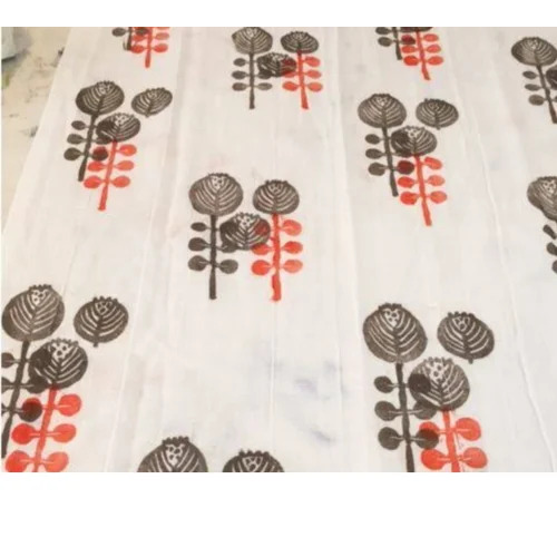White Cotton Fabric - 110 GSM | Vibrant Printed Design Soft and Breathable Texture Machine Washable Lightweight for Summer and Autumn Wear