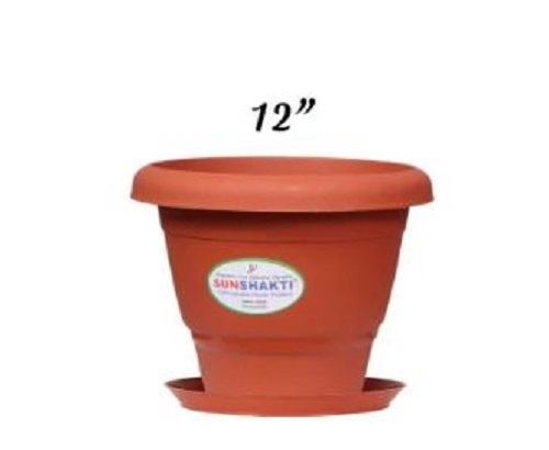 12 Inch Round Plastic Flower Pot - Crack Resistant Material, Various Colors Available, Glossy Finish | Tested on Quality Parameters, Timely Delivery