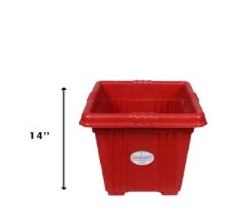 Plastic Flower Pot - 14 Inch Height, Lightweight And Crack Resistant Material | Glossy Finish, Easy To Clean, Various Color Options Available