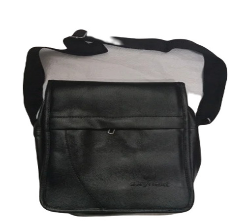 Foam Leather Sling Bag - 12 Inch, Black Color | Zipper Closure, Unisex Design, Plain Style