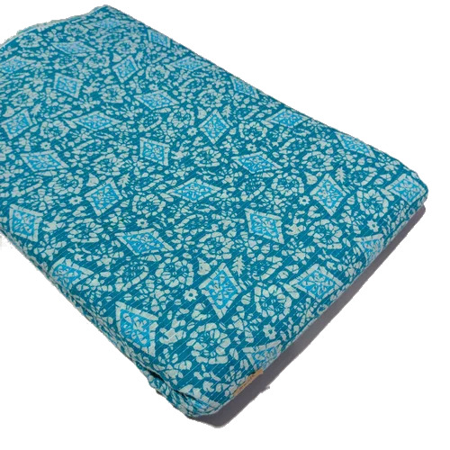 Blue Abstract Printed Cotton Fabric - 100% Cotton, 44-45 Meter Width | Medium Weight, Handwash, Suitable for Summer, Woven Technique