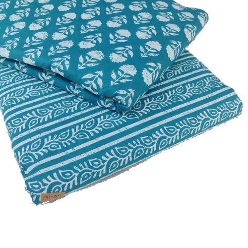 Blue Abstract Printed Cotton Fabric - 100% Cotton 44-45 Inch Width | Medium Weight Screen Printed Summer Washable