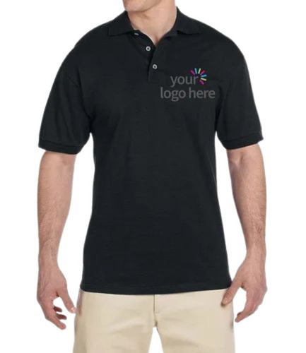 Honeycomb Polo T Shirt - Regular Fit, Short Sleeves, Black, Light Weight and Breathable, 100% Pure Hosiery Fabric for Men in Sizes S, M, L, XL