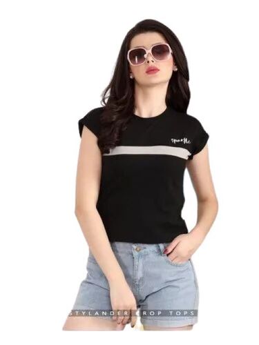 Ladies Cotton T Shirt - XS Size, Black Color | Premium Quality, Breathable Material, Stylish Neckline, Lightweight Design, Slim Silhouette, Comfortable Sleeves, Trendy Patterns, Easy Maintenance