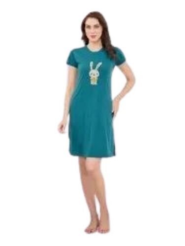 Ladies Luxurious Cotton Blend Loungewear Set - Premium Quality, Relaxed Fit Top and Bottom , Stylish Button-Down Design with Knee-Length Nighty