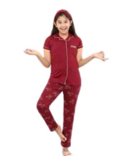 Ladies Cotton Blend Red Night Suit - S M L | Premium Quality Relaxed Fit Stylish Prints Button-Down Top Elastic Waistband Loungewear Style