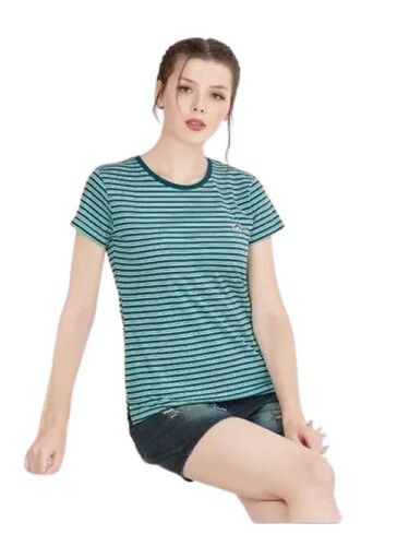 Ladies Cotton T-Shirt - XS, Green | Premium Quality, Breathable, Stretchable Fit, Slim Silhouette, Stylish O-Neck, Lightweight Design, Trendy Patterns, Comfortable Short Sleeves