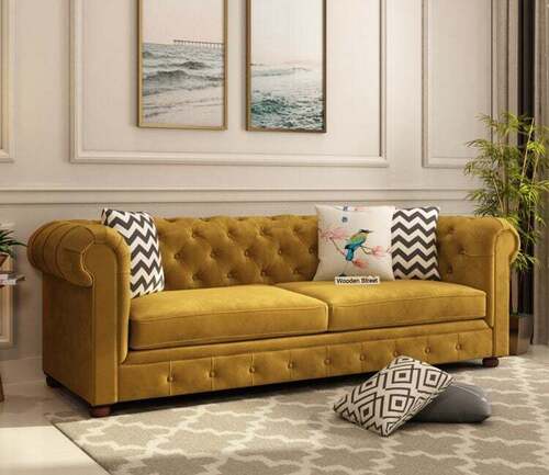 Leather Chesterfield Sofa - Wooden Frame Leather Seat Brown Color | Antique Design Eco-Friendly Acid Resistant
