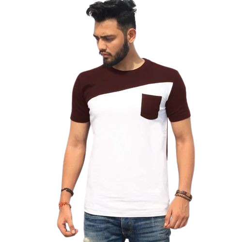 Mens Pocket T-Shirt - 100% Lycra, Regular Fit , Light Weight and Breathable, O-Neck Collar, Plain Pattern, Available in White & Black