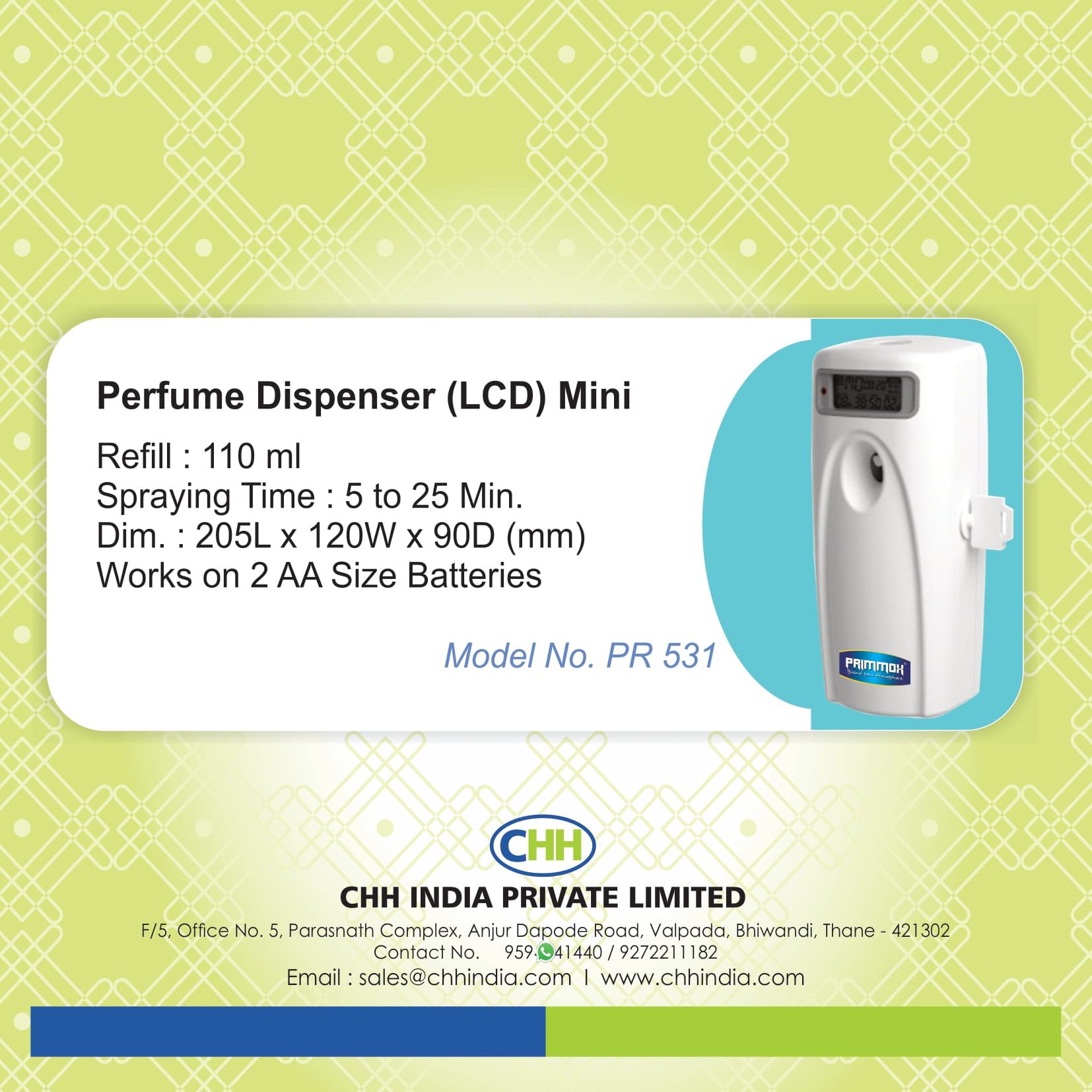 Perfume Dispenser (LCD) Mini - Refill : 110 ml - PR : 531