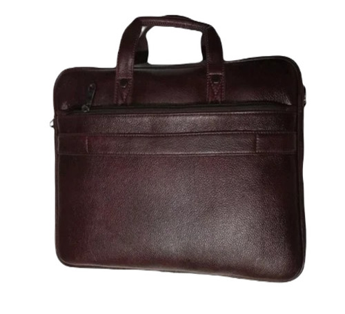 Plain Leather Laptop Bag - 15.6 Inch, Brown Color | Unisex Design with Fancy Zipper Closure