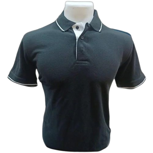 Polo Neck T Shirt - Cotton, Regular Fit, Light Weight and Breathable, Navy Blue, Short Sleeves, Very Good Quality, Washable, Adult Male