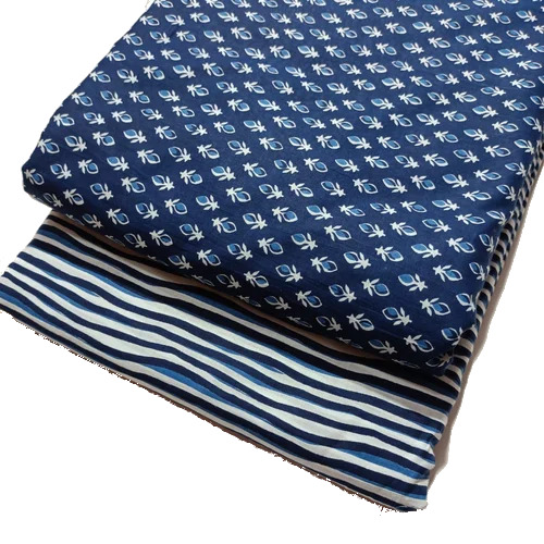 Printed Cotton Cloth Fabric - Lightweight 100% Cotton, 37 Inch Width, Blue Abstract Design | Handwashable for Summer Use, Screen Printed