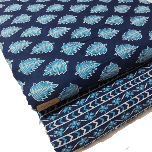 Printed Cotton Fabric - 100% Cotton, 37 Inches Wide, Navy Blue | Lightweight, Handwashable, Summer Suitable