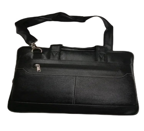 Rexine Black Shoulder Bag - Zipper Closure, Moisture Proof Design | Fancy Office Bag