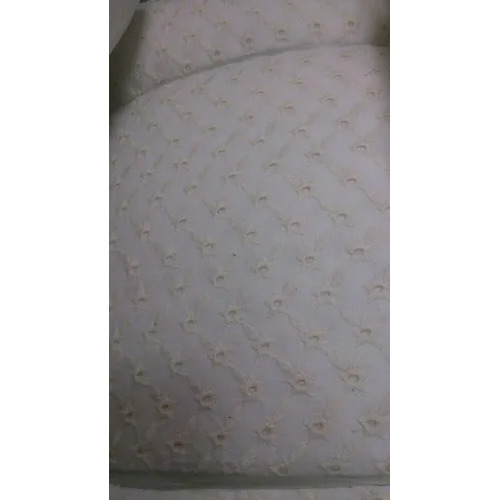 White Chikan Embroidery Fabric - Cotton, 44-45 Inch Width | Elegant Floral and Paisley Patterns, Ideal for Ethnic and Contemporary Outfits